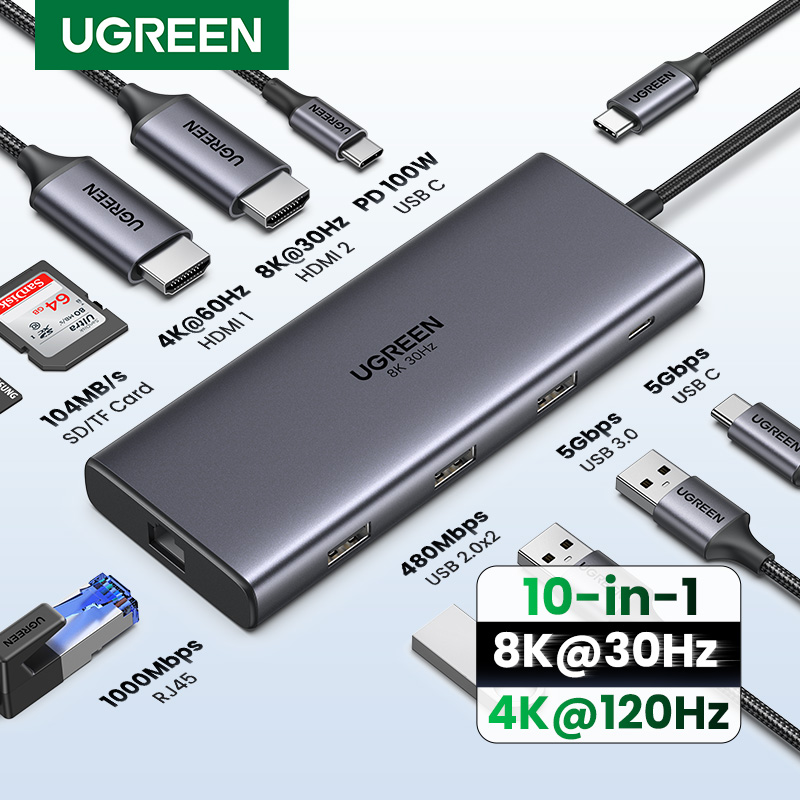 Home Office For Mac - UGREEN デュアル HDMI USB-C ハブ 8K