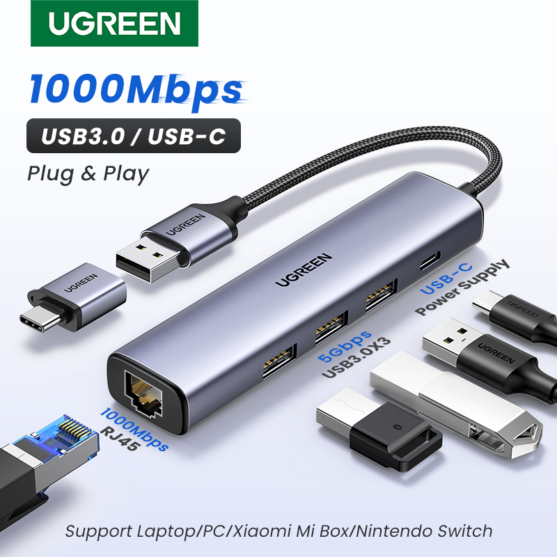 Home Office For Mac - Ugreen-USBイーサネットアダプター,Xiaomi Mi Box,macbook,Windows 1000,ネットワークカード,100/USB-C Mbps usb3.0,rj45