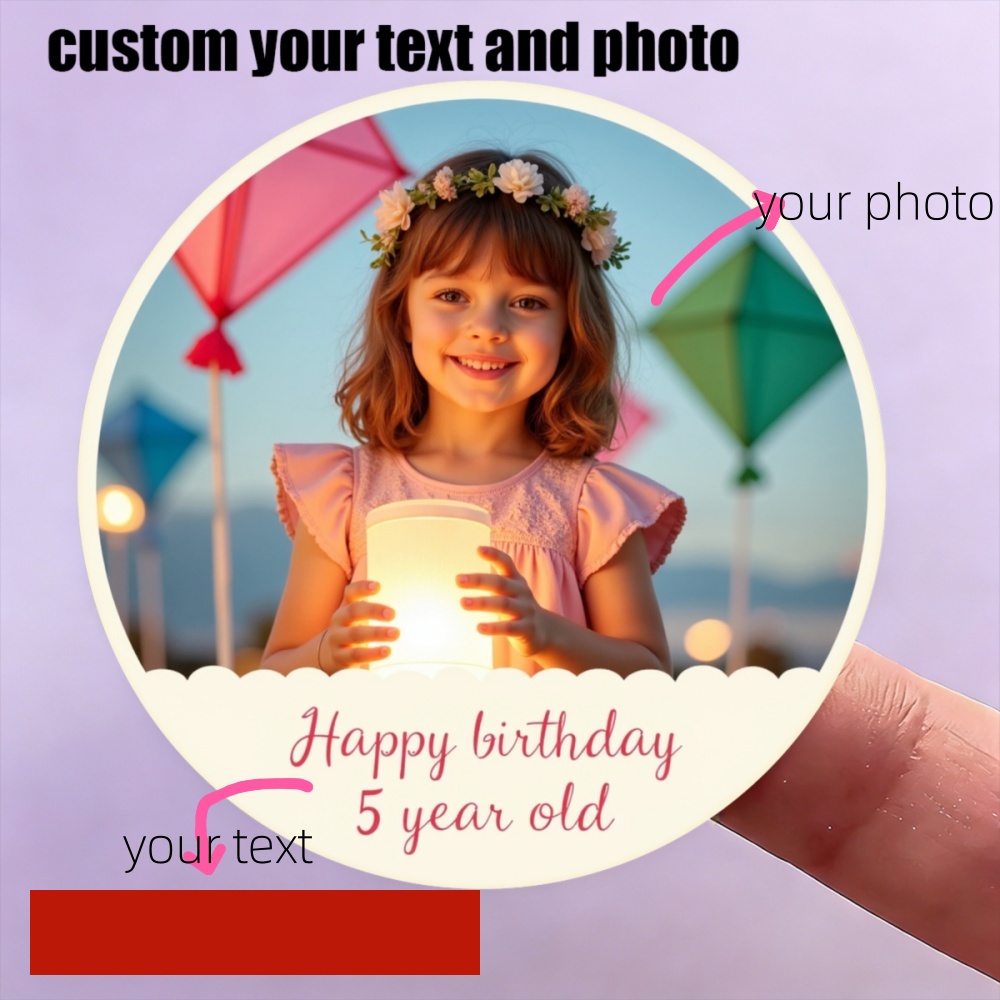Home Office Image - 50枚入りカスタムステッカー、パーソナライズされた写真とテキスト入り、誕生日パーティーの装飾、ギフト、自宅やオフィスでの使用に最適です。