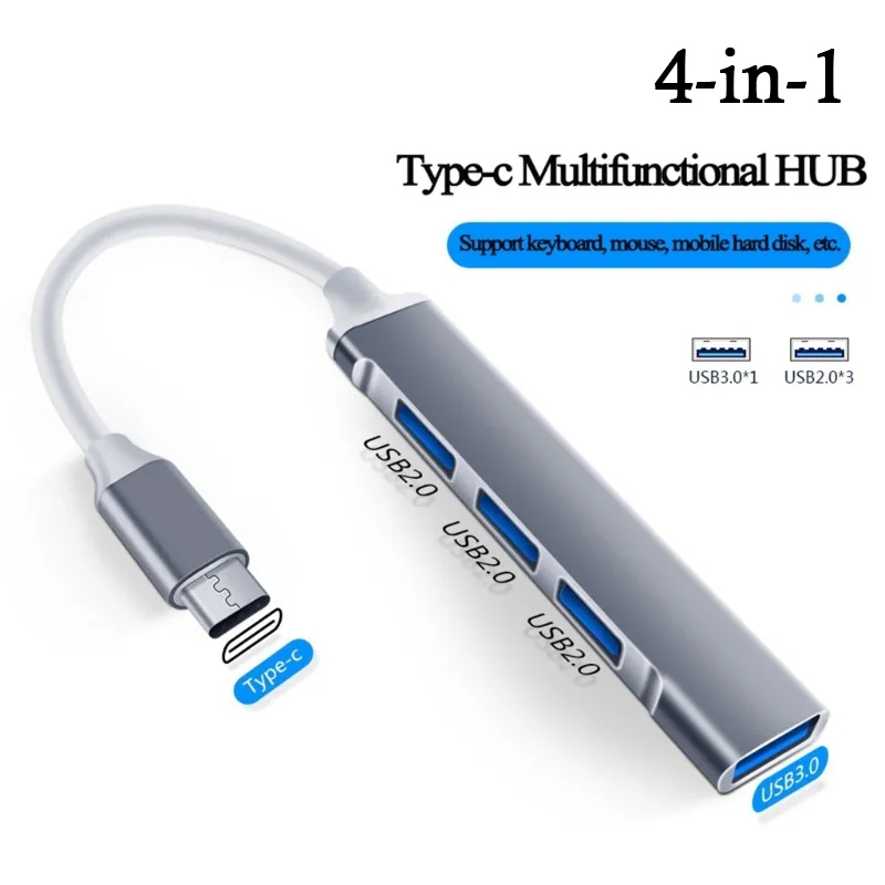 Home Office For Mac - マルチスプリッターコンピューターアダプター,4 in 1ハブ,USB 3.0,タイプC, 3.0, 2.0,