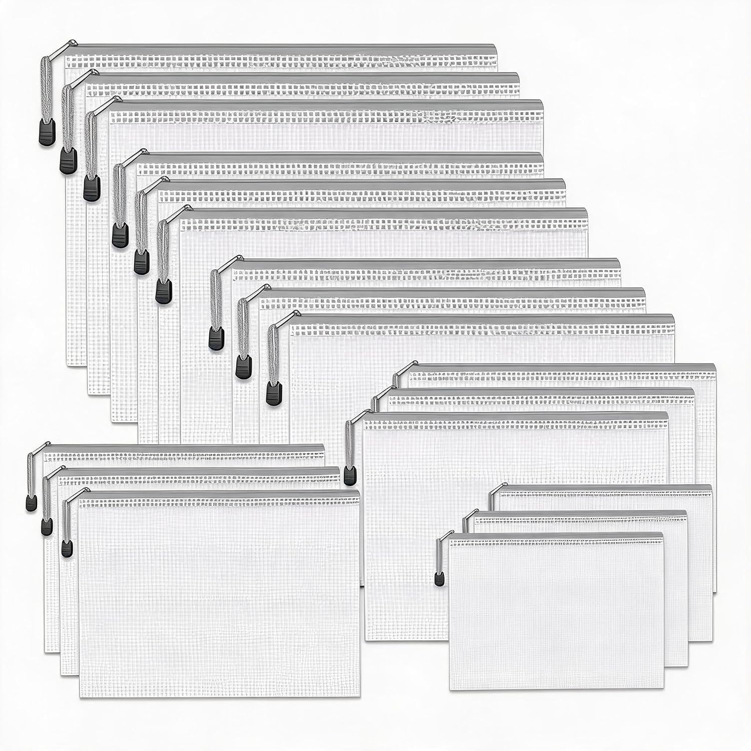 Home Office Bagas - 56枚入り 防水PVCメッシュジッパーポーチ A3/A4/A5/A6/B4/B5/B6サイズ ファイルドキュメントポケット 請求書バッグ フォルダー