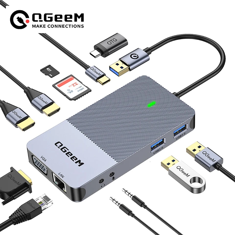 Home Office For Mac - QGeeM USB 3.0 ドッキングステーション、トリプルディスプレイ USB ハブ