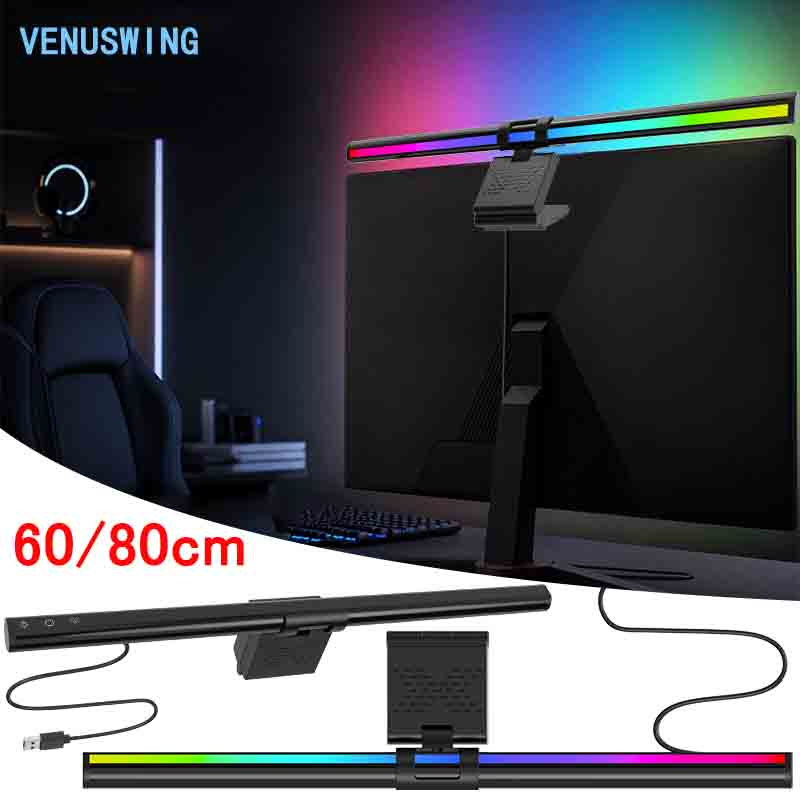 Home Office Work - 60/80cmモニターライトバー RGBコンピューターモニターランプ LEDスクリーンバー USB読書用スクリーンバーライト 自宅 オフィス