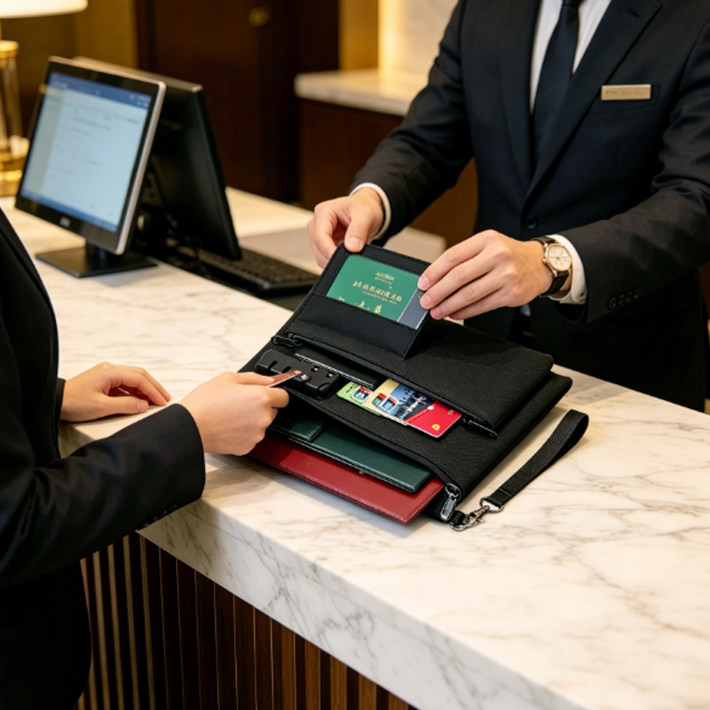 Home Office Passport - 1個入り二層耐火ファイルオーガナイザーバッグ、防水コンビネーションロックポーチ、家庭、オフィス、旅行、パスポート、保管用
