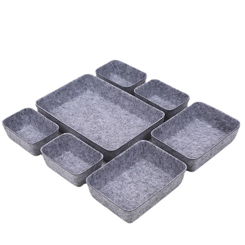 Office Drawer Organizer - 雑貨メイクアップ収納ボックスオフィス文具引き出しオーガナイザーデスクトップスナック食品容器ツール、7個/セット