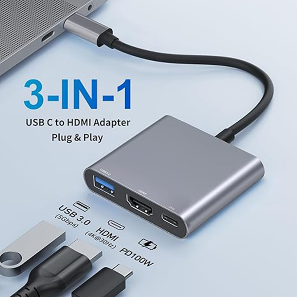 Home Office For Mac - 3-in-1 Type-C USB ハブ オス-メス HDMI対応