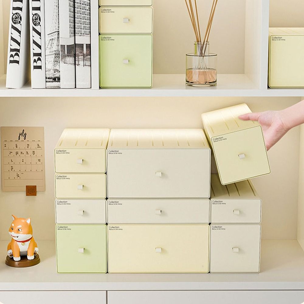Office Drawer Organizer - カラフルなデスクトップ積み重ね可能なオーガナイザー引き出し、オフィスアクセサリー収納ボックス、化粧プラスチック容器、バスルーム収納