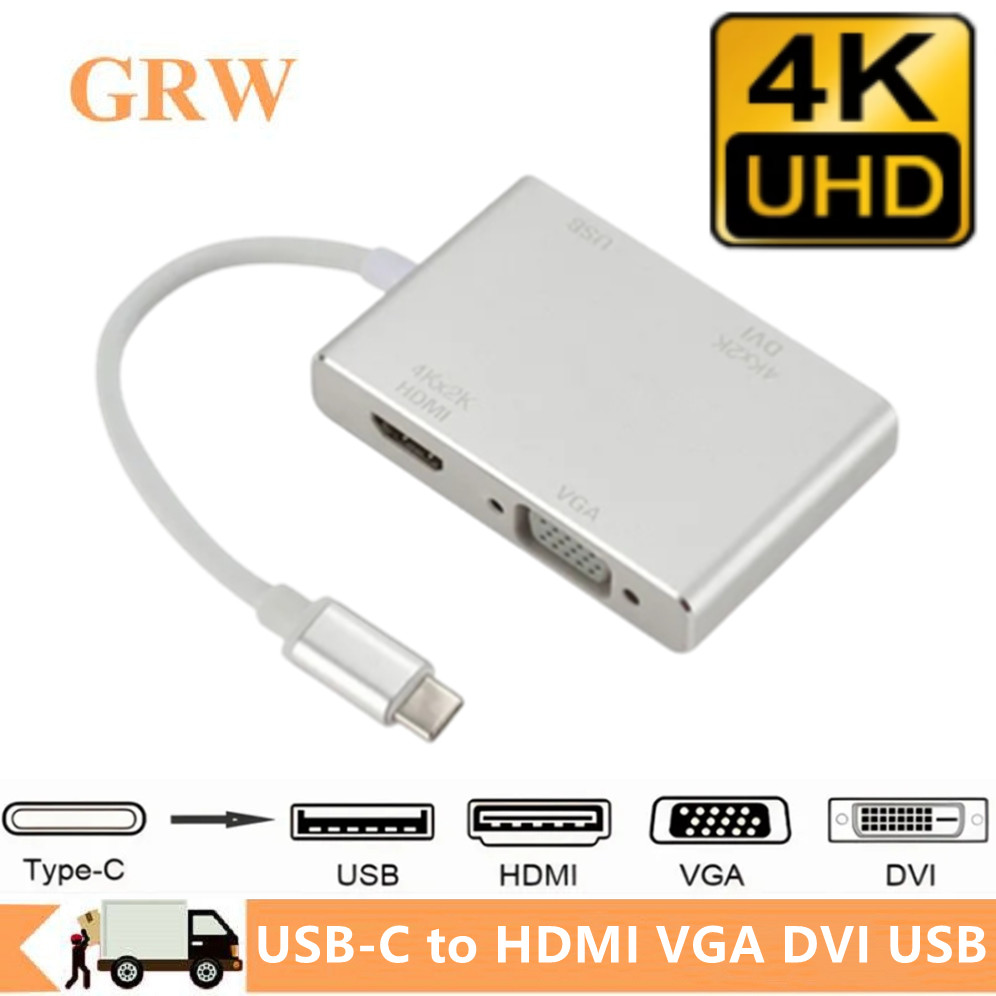 Home Office For Mac - USBタイプCからhdmiへのコンバーター,マルチポートアダプター,macbook,samsung,huawei,xiaomi,4k,vga,dvi,4 in 1