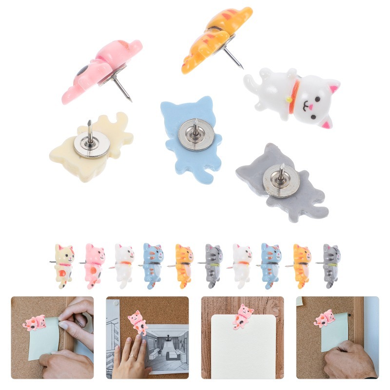 20個入り 可愛い樹脂製猫プッシュピン 装飾用動物型画鋲 コ - Home Office Image のレビューと価格