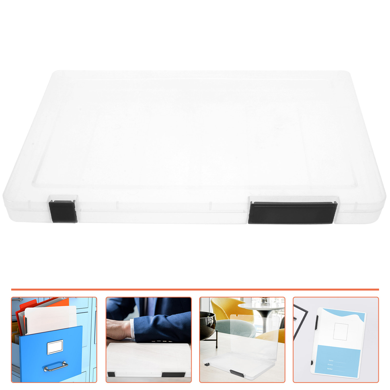 透明A4ファイルボックス プラスチック製書類収納ケース オフ - Home Office Travel Document のレビューと価格