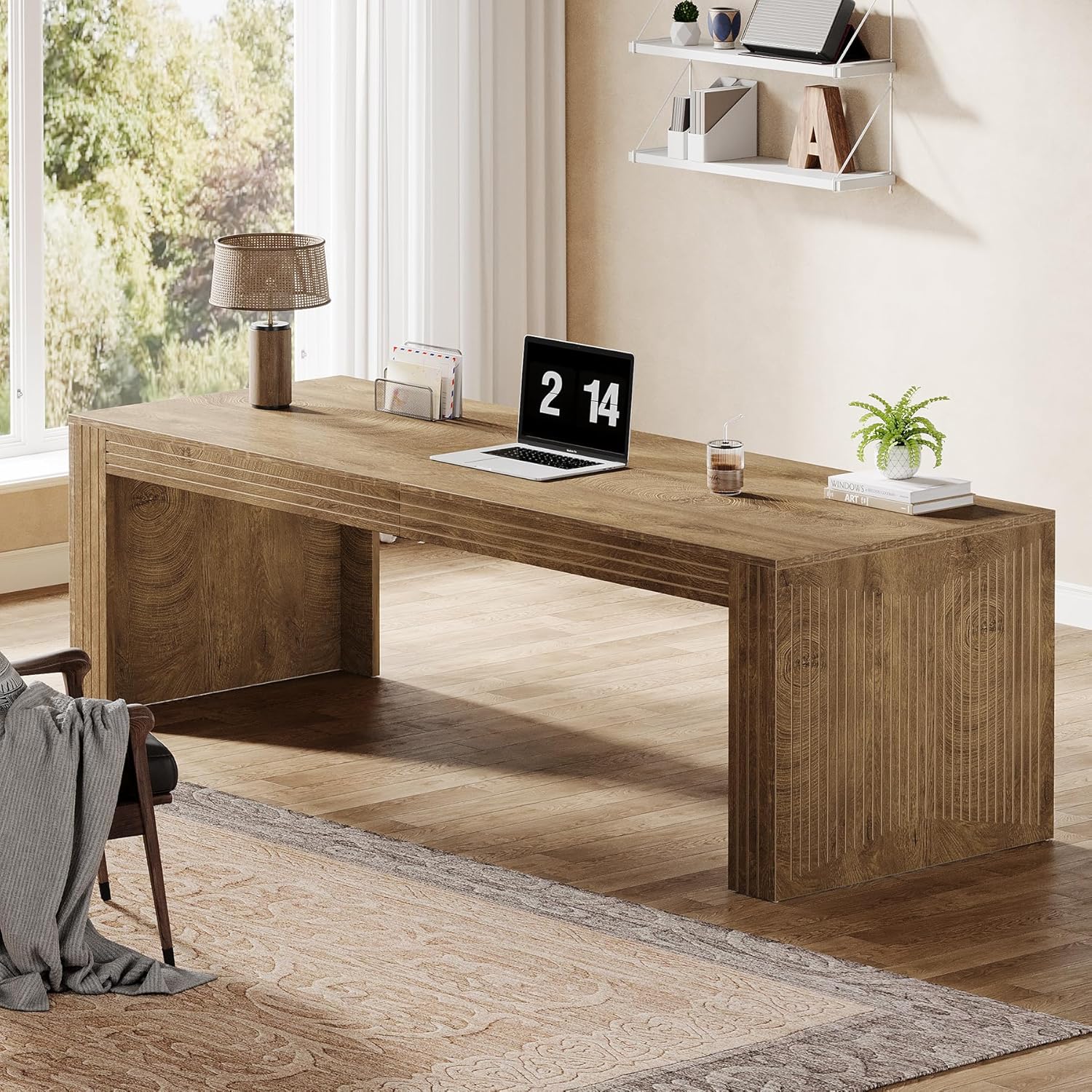 # 79インチの超長ダブルコンピューターデスク、2人用ワーク - Home Office With Two Desks のレビューと価格
