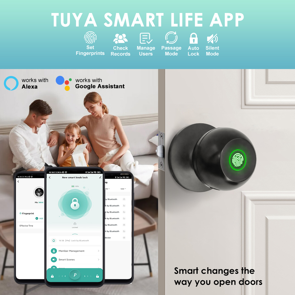 Tuya 電子ドアロック スマート外部ドアロック 指紋キー  - Home Office Immigration のレビューと価格
