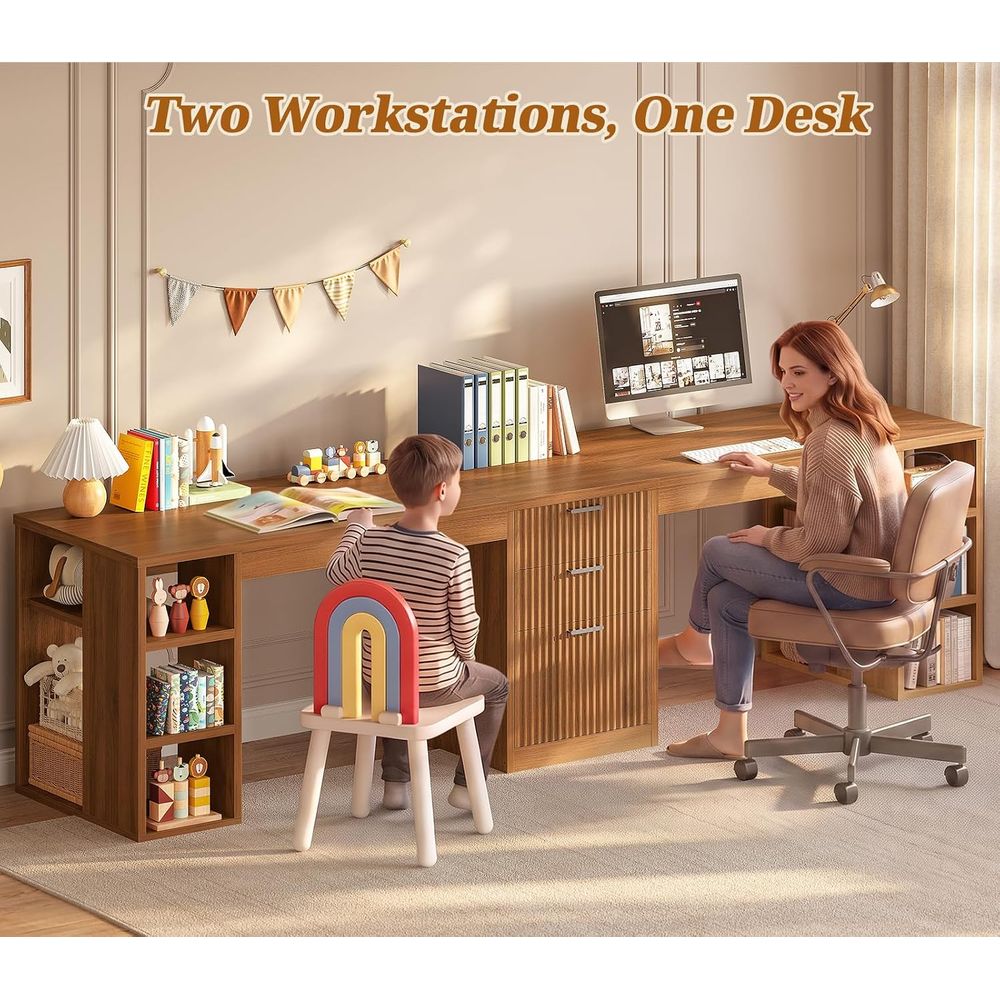 96.5インチのコンピューターデスク、デスク付き、2人用ホー - Home Office With Two Desks のレビューと価格
