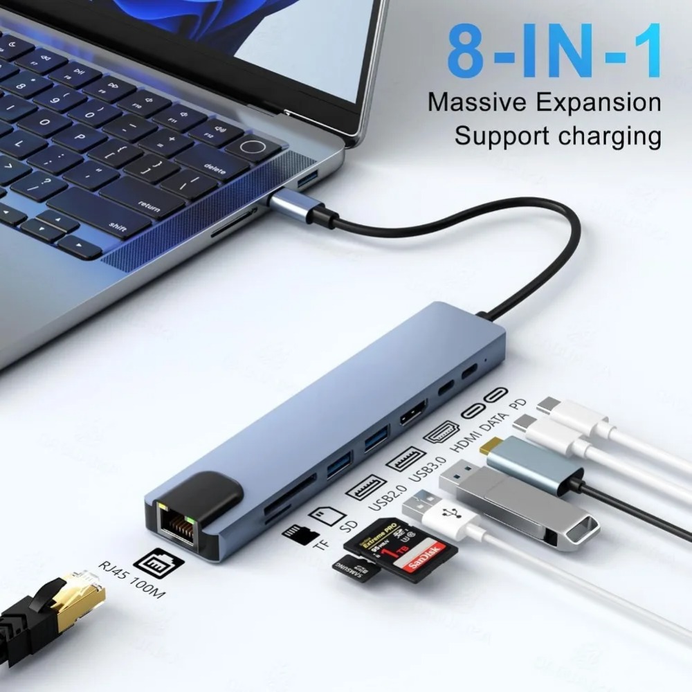 USB Cハブ 8/7 in 1 4K HDMIアダプタース - Home Office For Mac のレビューと価格
