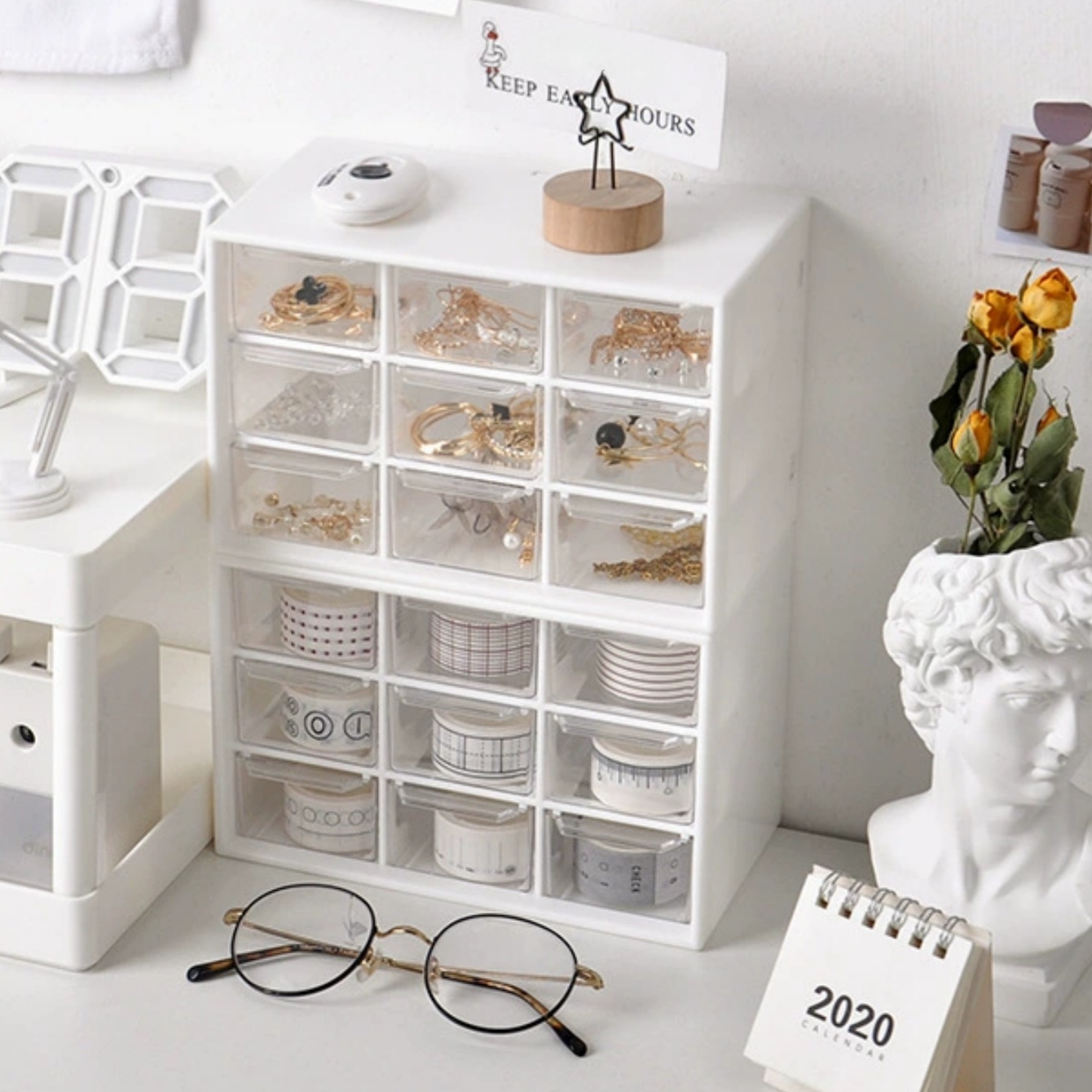 ビーズ材料収納ボックス。 9グリッド引き出し式収納ボックスは - Office Drawer Organizer のレビューと価格