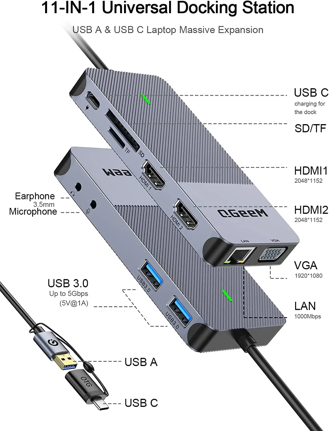 QGeeM USB 3.0 ドッキングステーション、トリプル - Home Office For Mac のレビューと価格