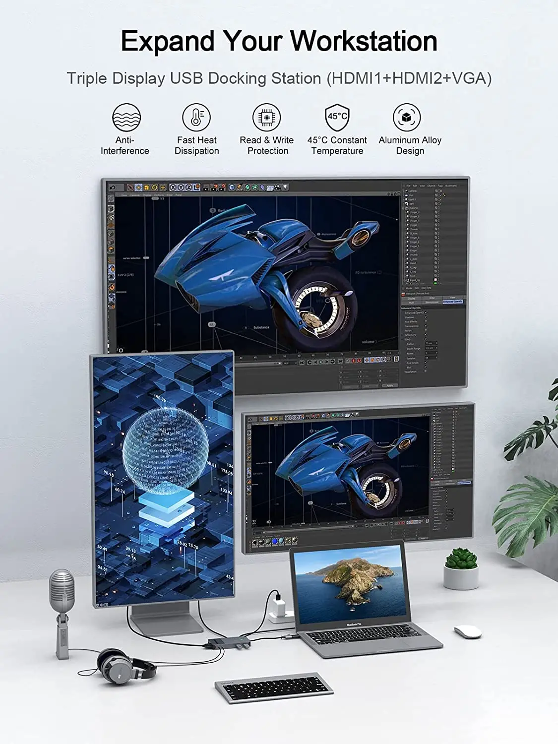 QGeeM USB 3.0 ドッキングステーション、トリプル - Home Office For Mac のレビューと価格