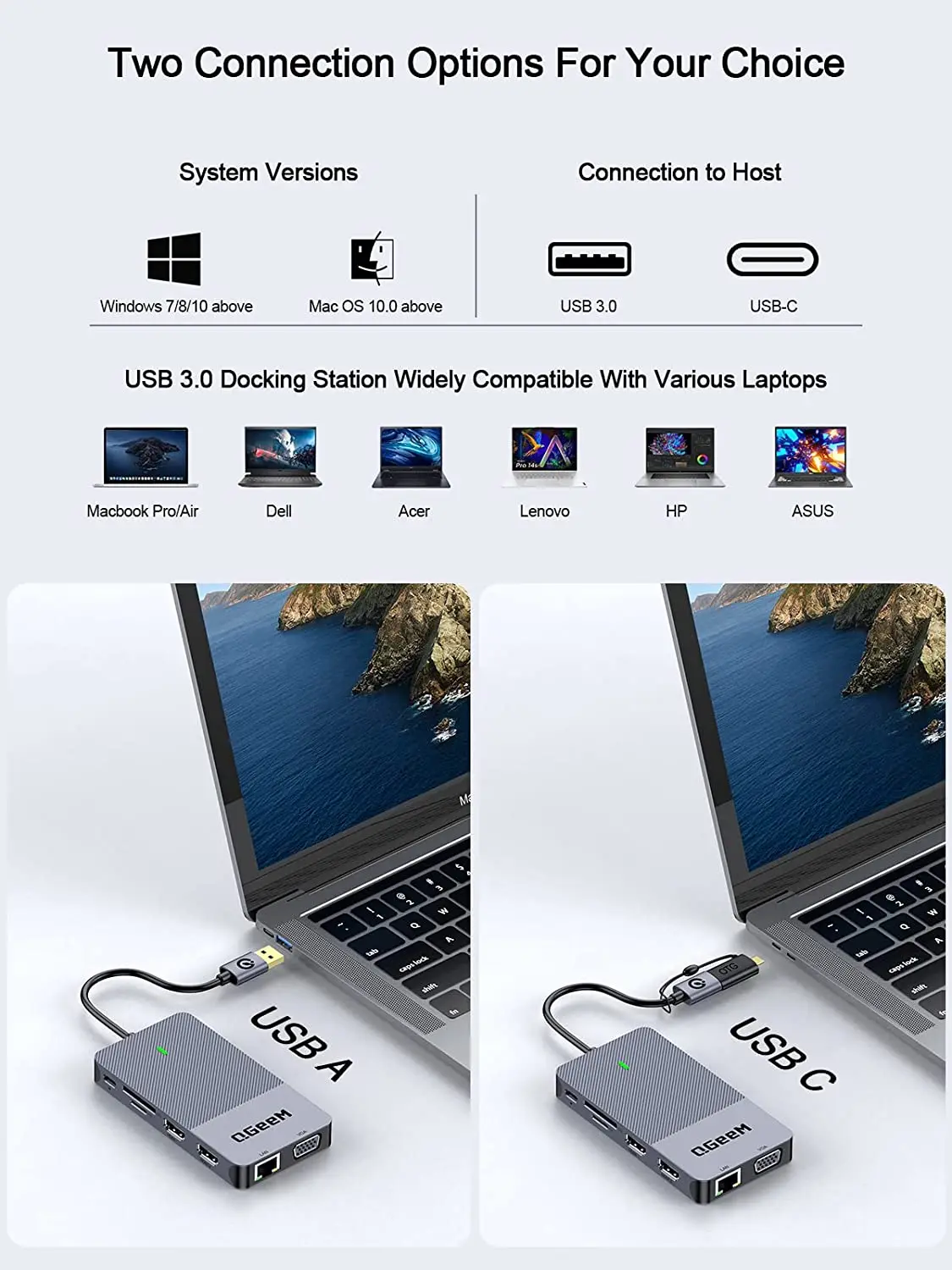 QGeeM USB 3.0 ドッキングステーション、トリプル - Home Office For Mac のレビューと価格