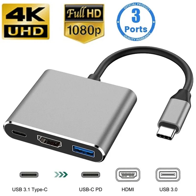 USB C ハブ 3in1 タイプ C 3.0 to HDM - Home Office For Mac のレビューと価格