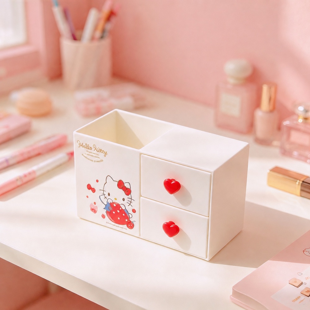 本物のハローキティ デュアルドロワー ペンホルダー サンリオ - Office Drawer Organizer のレビューと価格