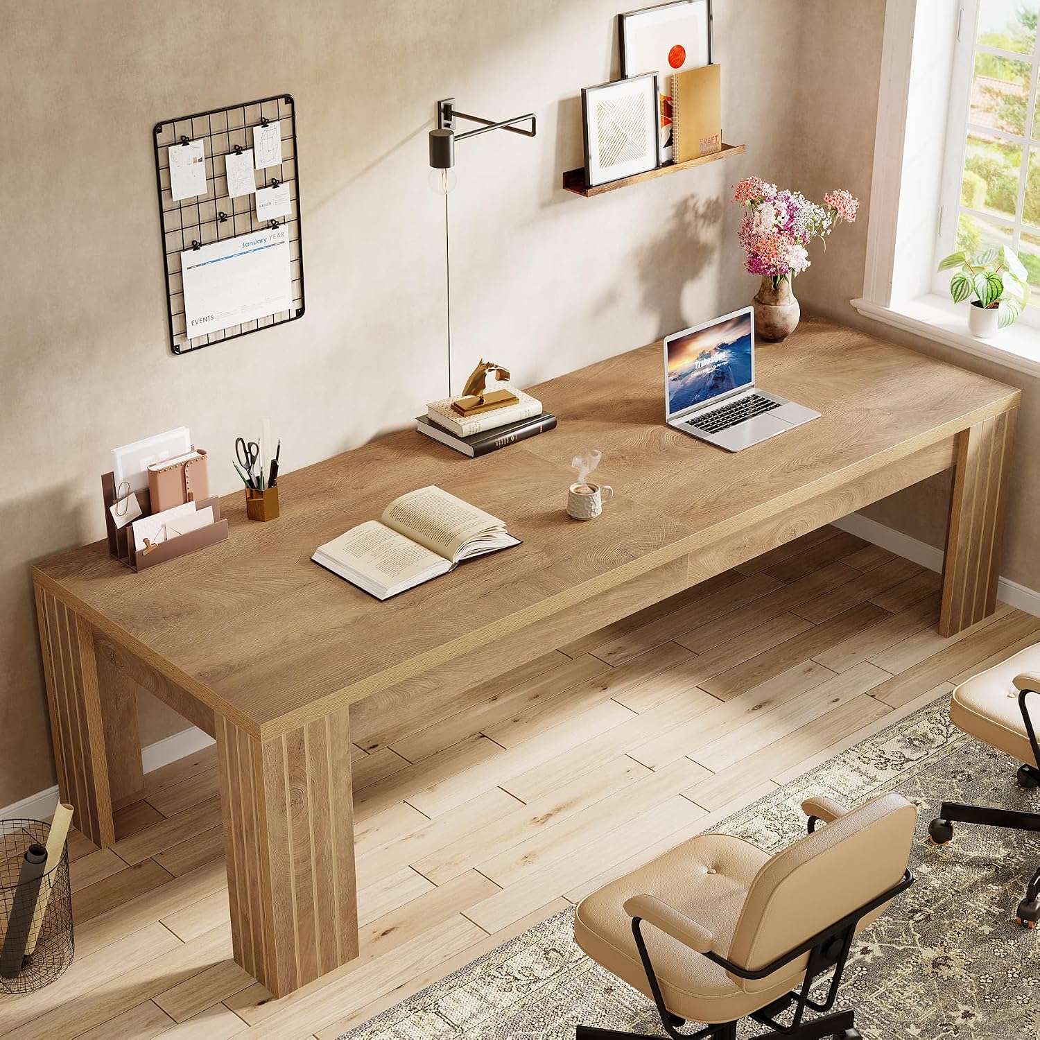 78.7インチの超長型コンピューターデスク、二人用ダブルゲー - Home Office With Two Desks のレビューと価格