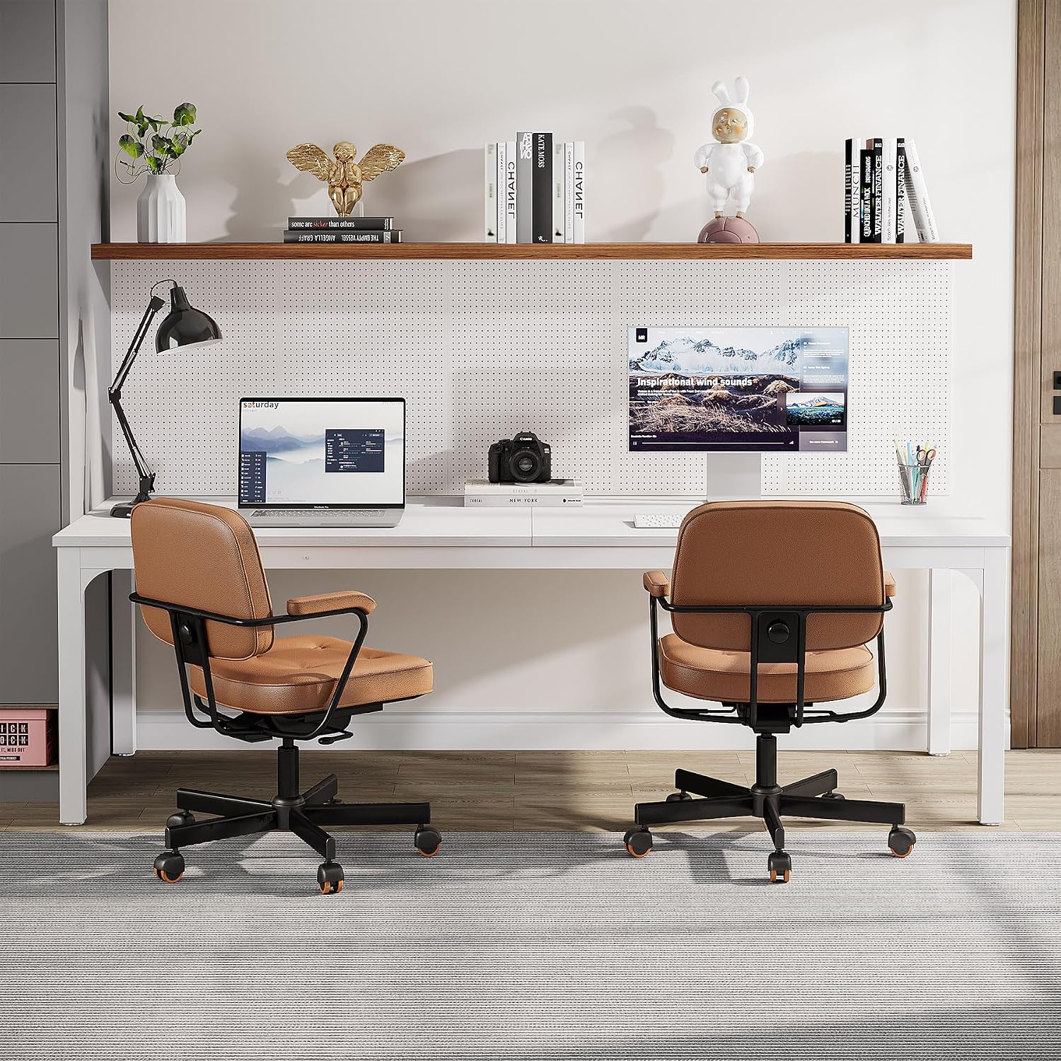 2人用ホームオフィスデスク、78.7インチの超長型コンピュー - Home Office With Two Desks のレビューと価格