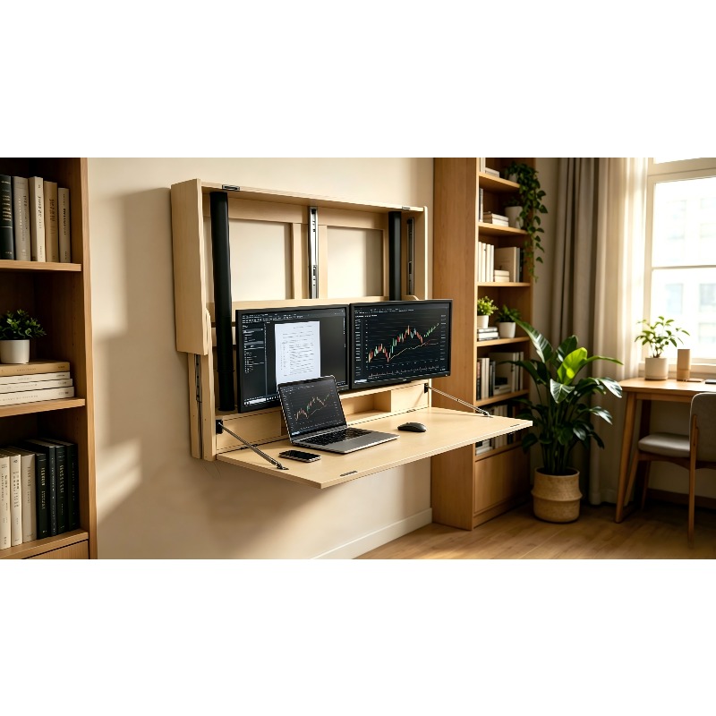 省スペースホームワークステーション、27インチ幅広壁掛け式電 - Home Office With Two Desks のレビューと価格