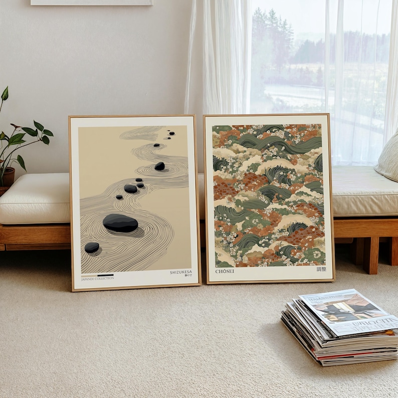 2枚セット ジャパンディ禅キャンバスウォールアートポスター、 - Home Office Image のレビューと価格