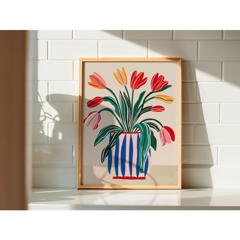 チューリップの花のキャンバスウォールアート2枚、フレームなし - Home Office Image のレビューと価格