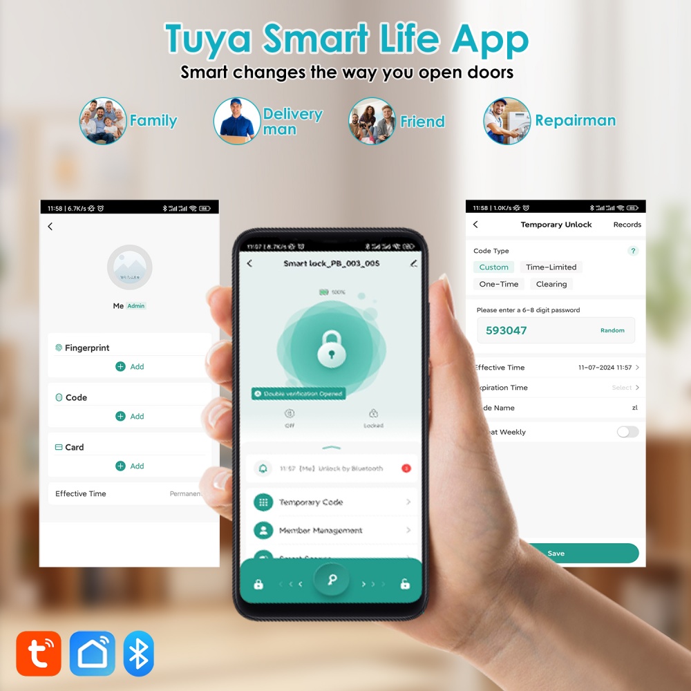 YFK Tuya 5-in-1スマートドアハンドルロック B - Home Office Immigration のレビューと価格